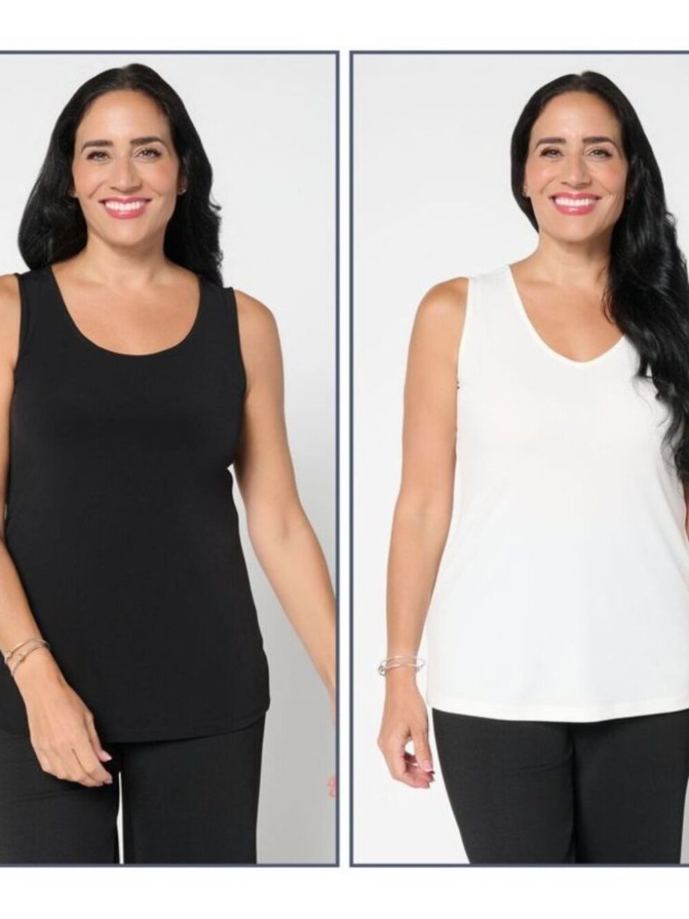 Susan Graver Essentials Liquid Knit Set of 2 Tanks - Size: Extra Small - NIP